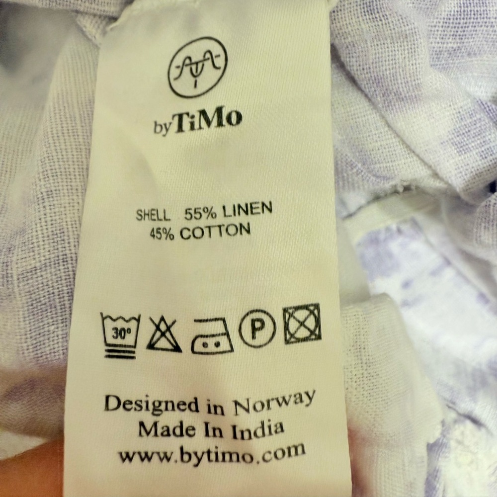 byTiMo floral linen cotton minidress V-neck ruffled trim size L - Picture 5 of 7